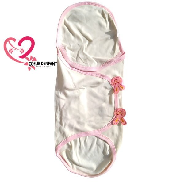 Couverture d'Emmaillotage Gmata Capuche Nouveaux Nés Coton Lapin Rose